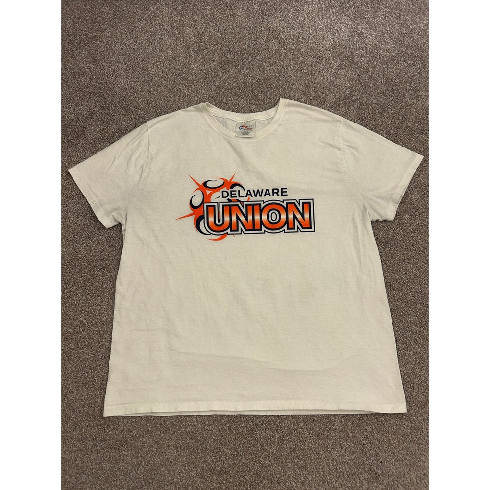 Delaware Union Soccer Cotton T-Shirt Ladies L Cream Excellent Graphic